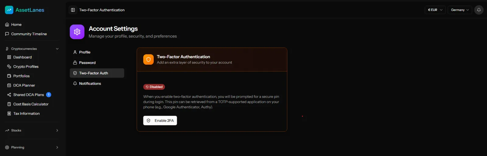 Account settings