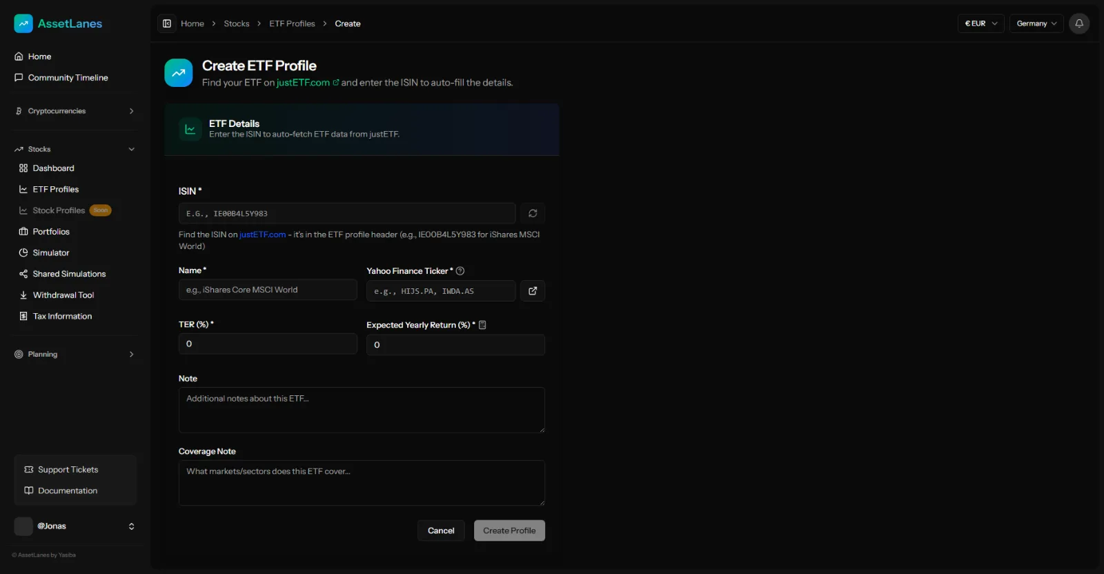 Create etf profile isin lookup