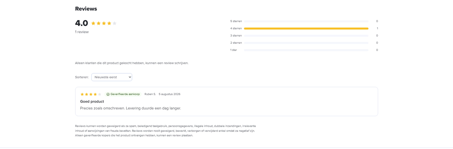 Product reviews