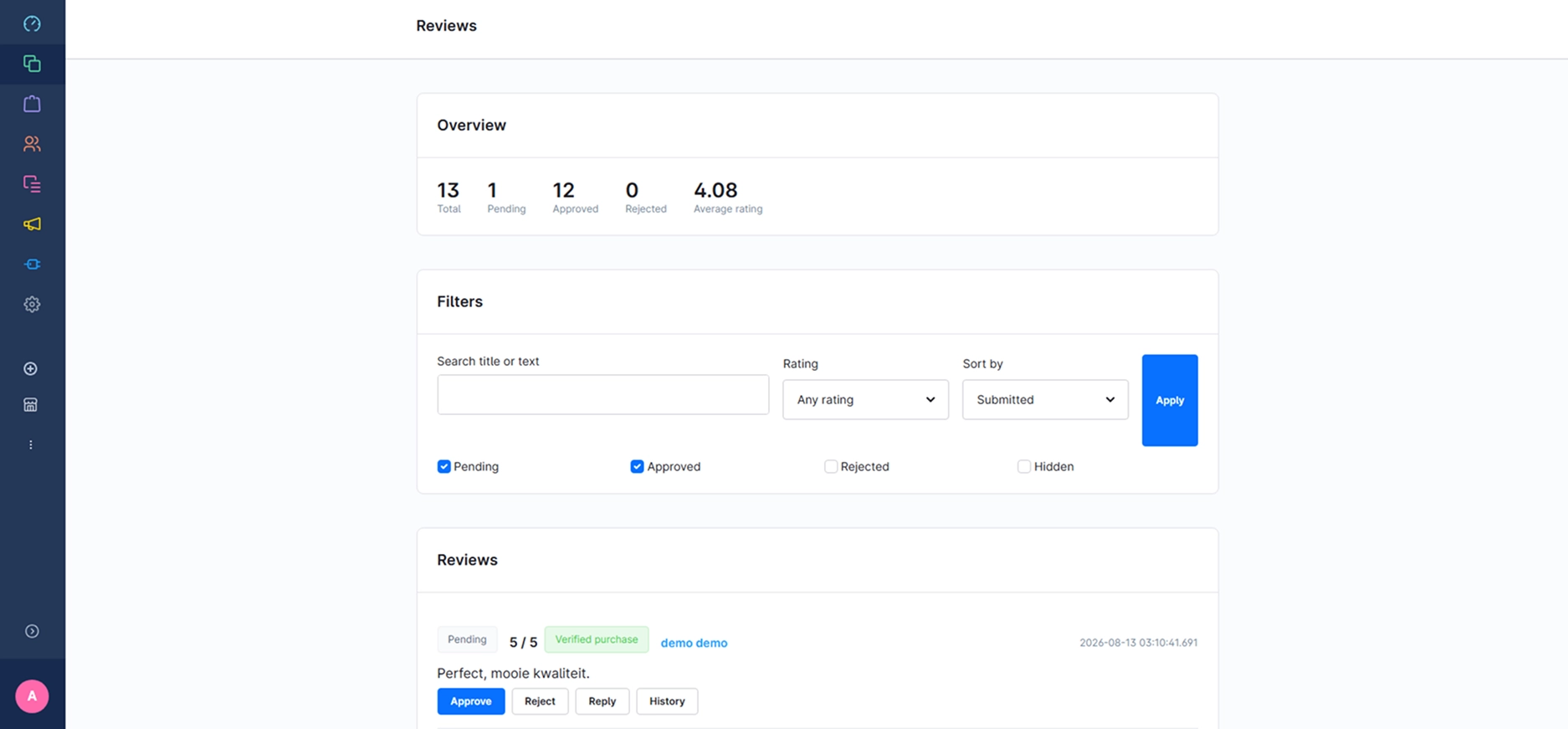 Reviews backend