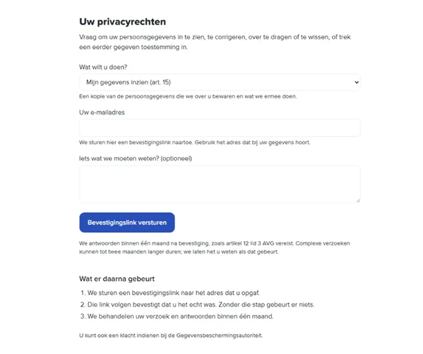 Privacy request settings