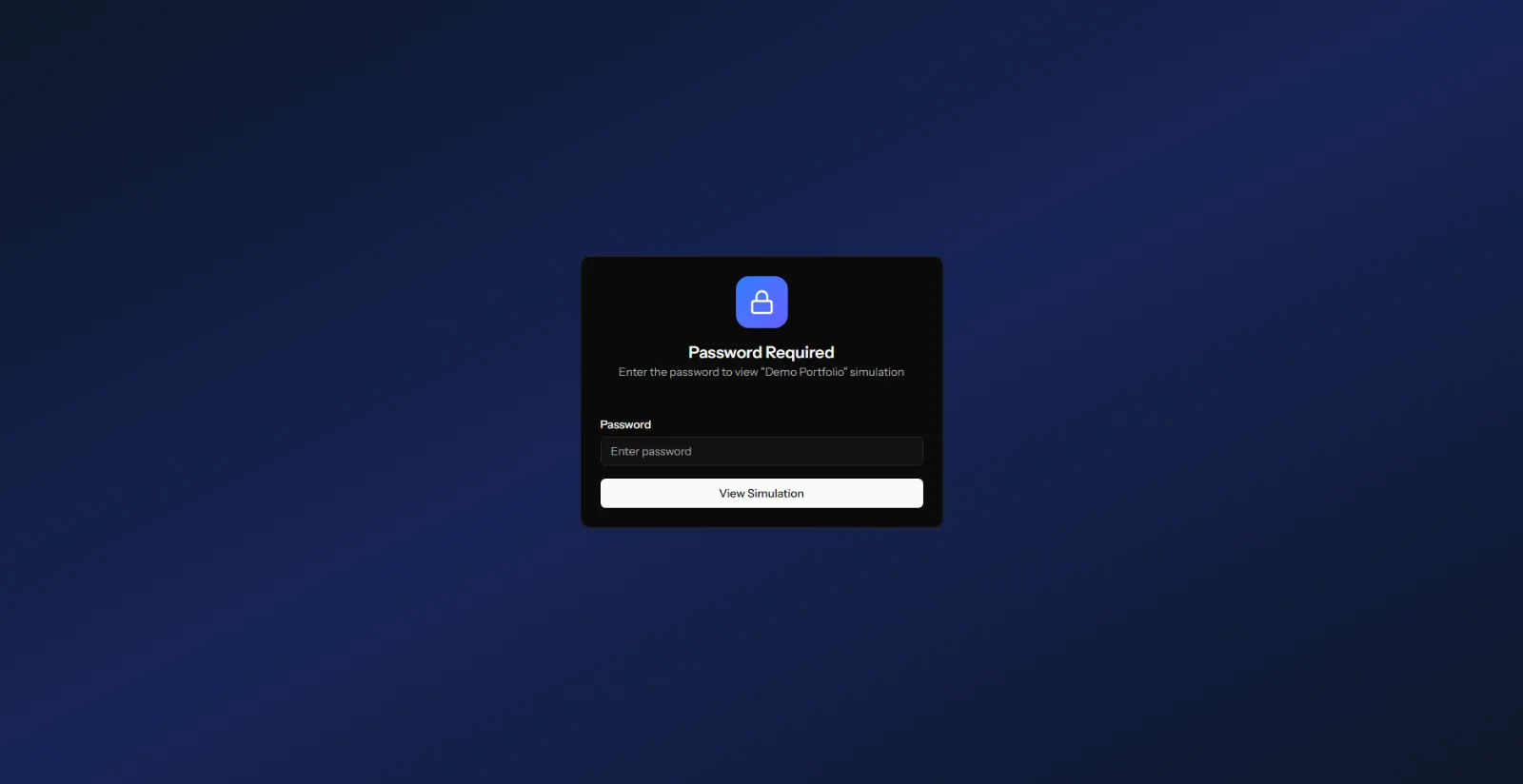 Shared simulation password gate
