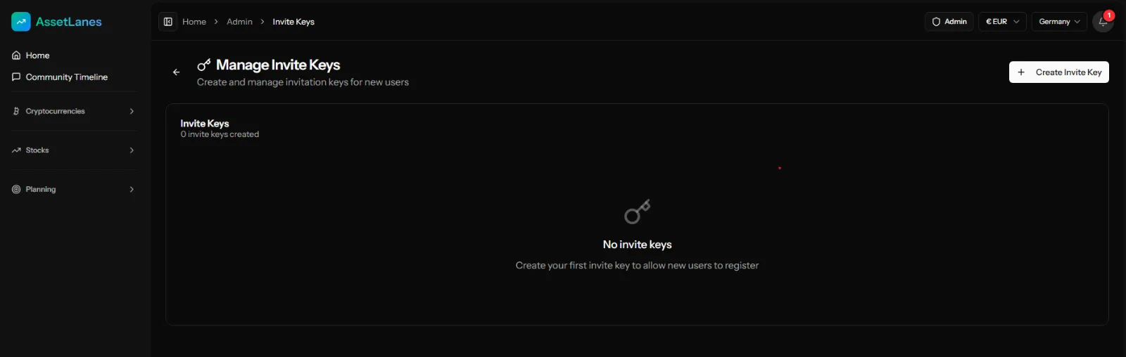 Invite key system
