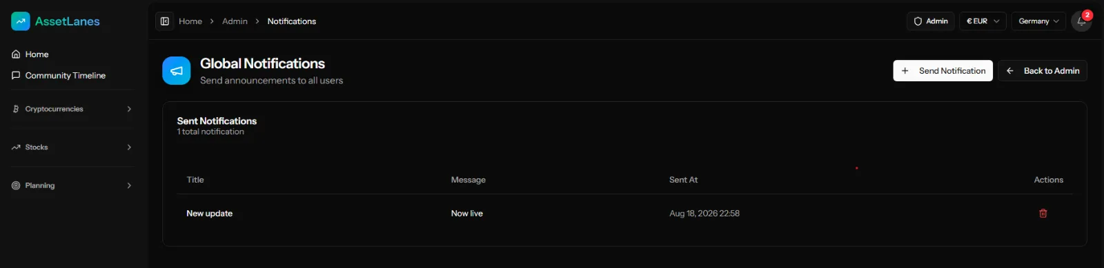 Notification broadcast